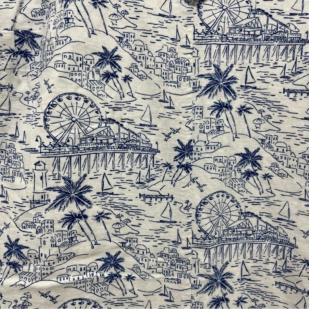 Old Navy Sleeveless V-Neck Dress Sz M Beach Boardwalk Scene Print Vacation - Picture 5 of 9